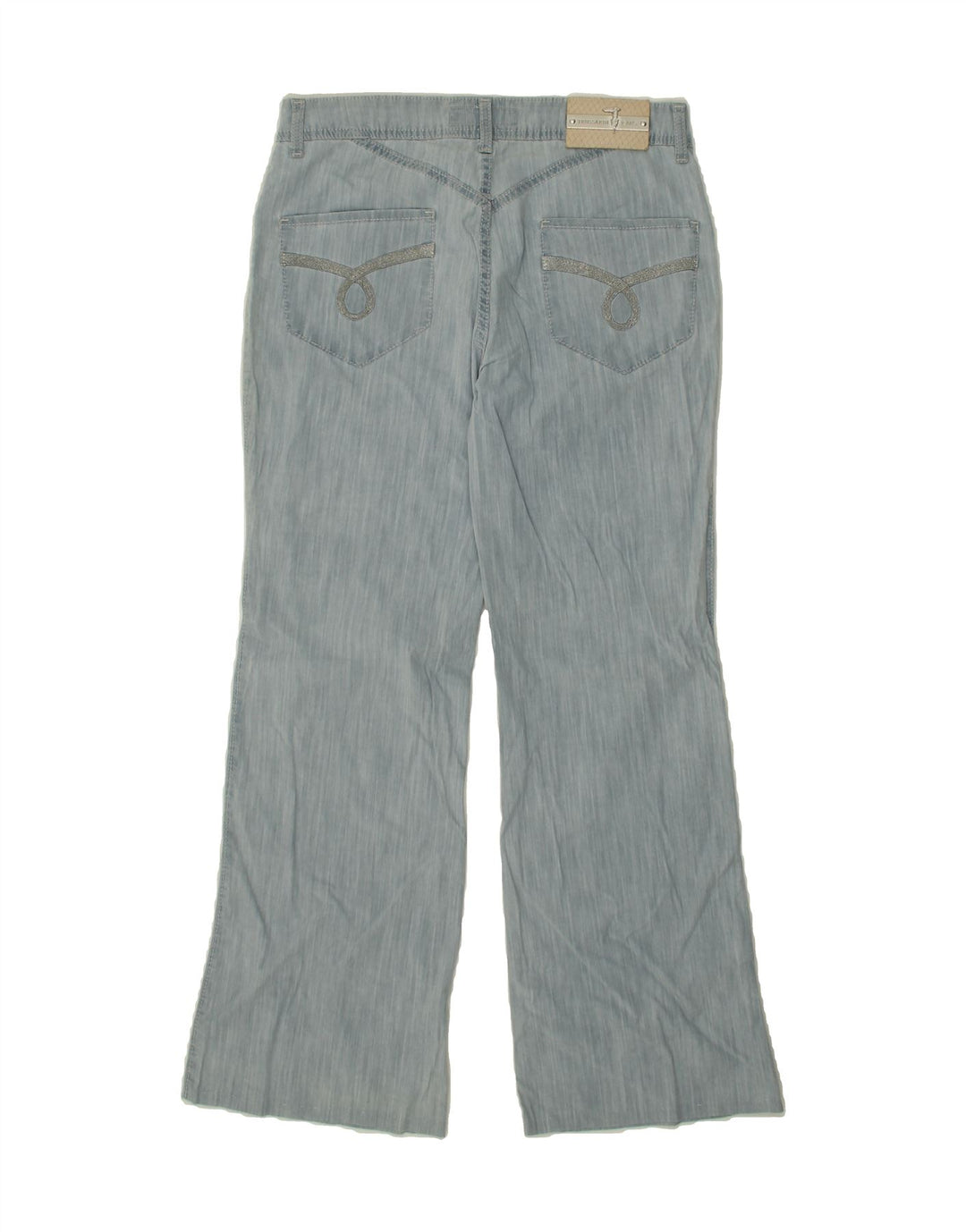 TRUSSARDI Womens Bootcut Casual Trousers W30 L29  Blue Cotton Vintage Trussardi and Second-Hand Trussardi from Messina Hembry 