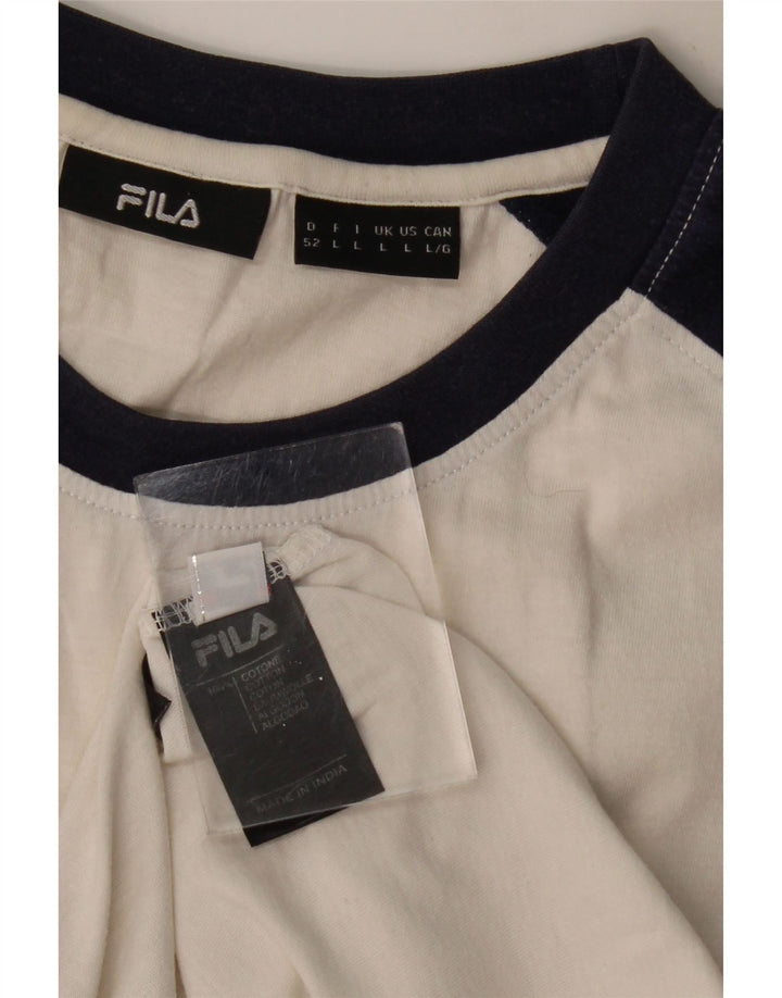 FILA Herren-T-Shirt mit Grafik, groß, weiße Blockfarben-Baumwolle