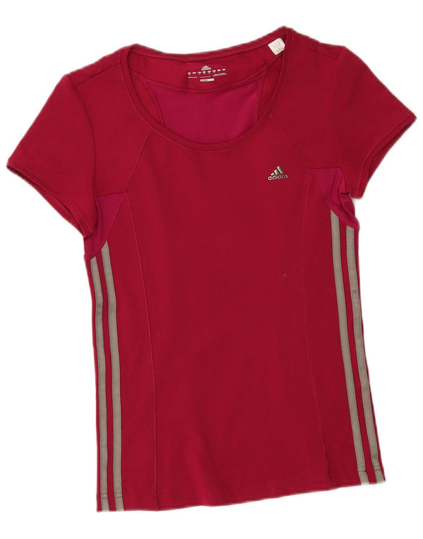 Adidas Damen Climacool T-Shirt Top UK 12 Mittelrot Polyester Sport