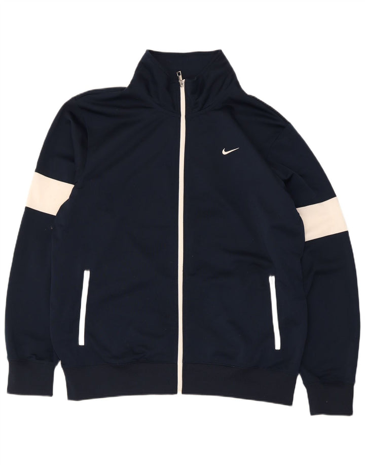 Nike Herren-Trainingsanzugoberteil mit normaler Passform, groß, Marineblau, Farbblock