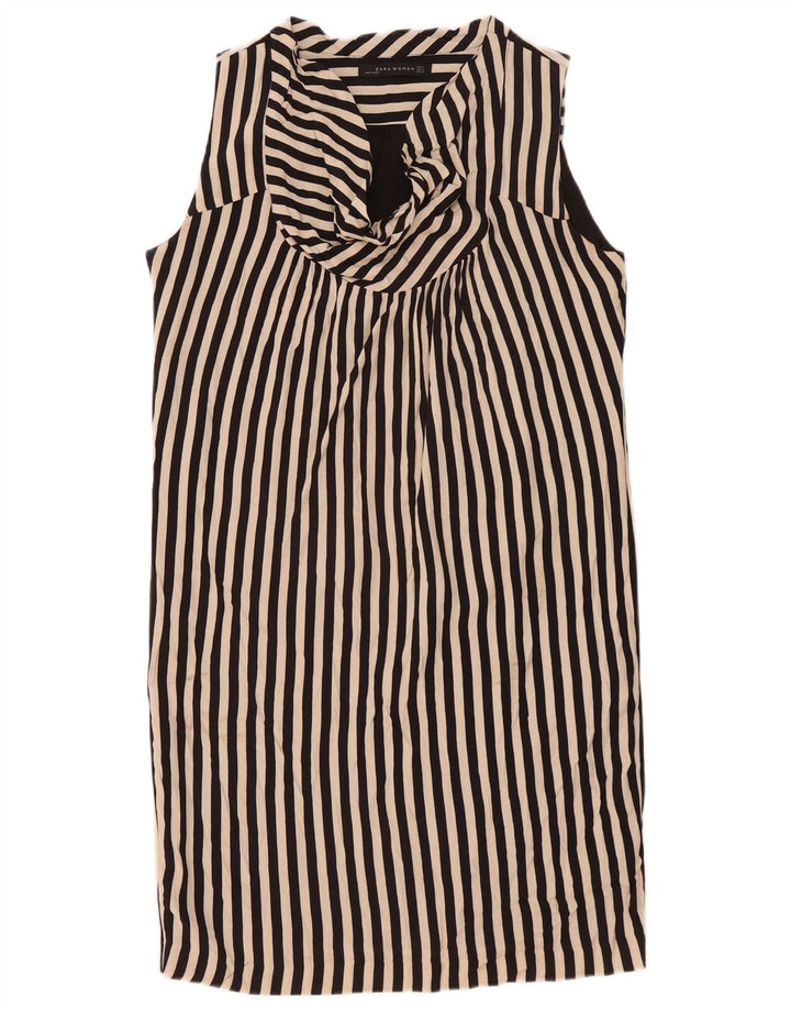 Ärmelloses Etuikleid für Damen von Zara, Gr. 44, Mittelschwarz, gestreift, Viskose