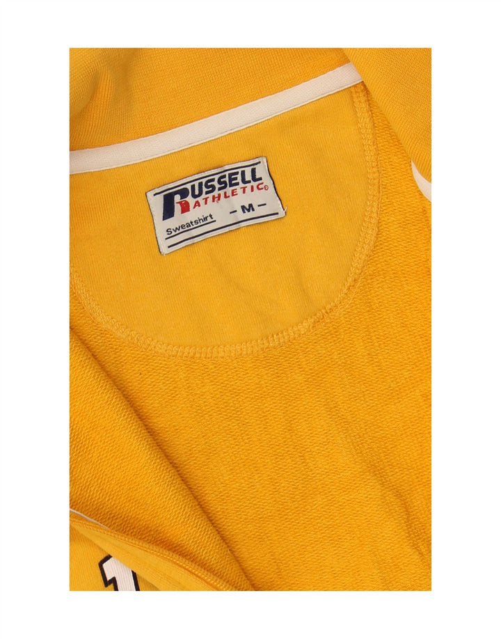 RUSSELL ATHLETIC Mens Graphic Tracksuit Top Jacket Medium Yellow Cotton