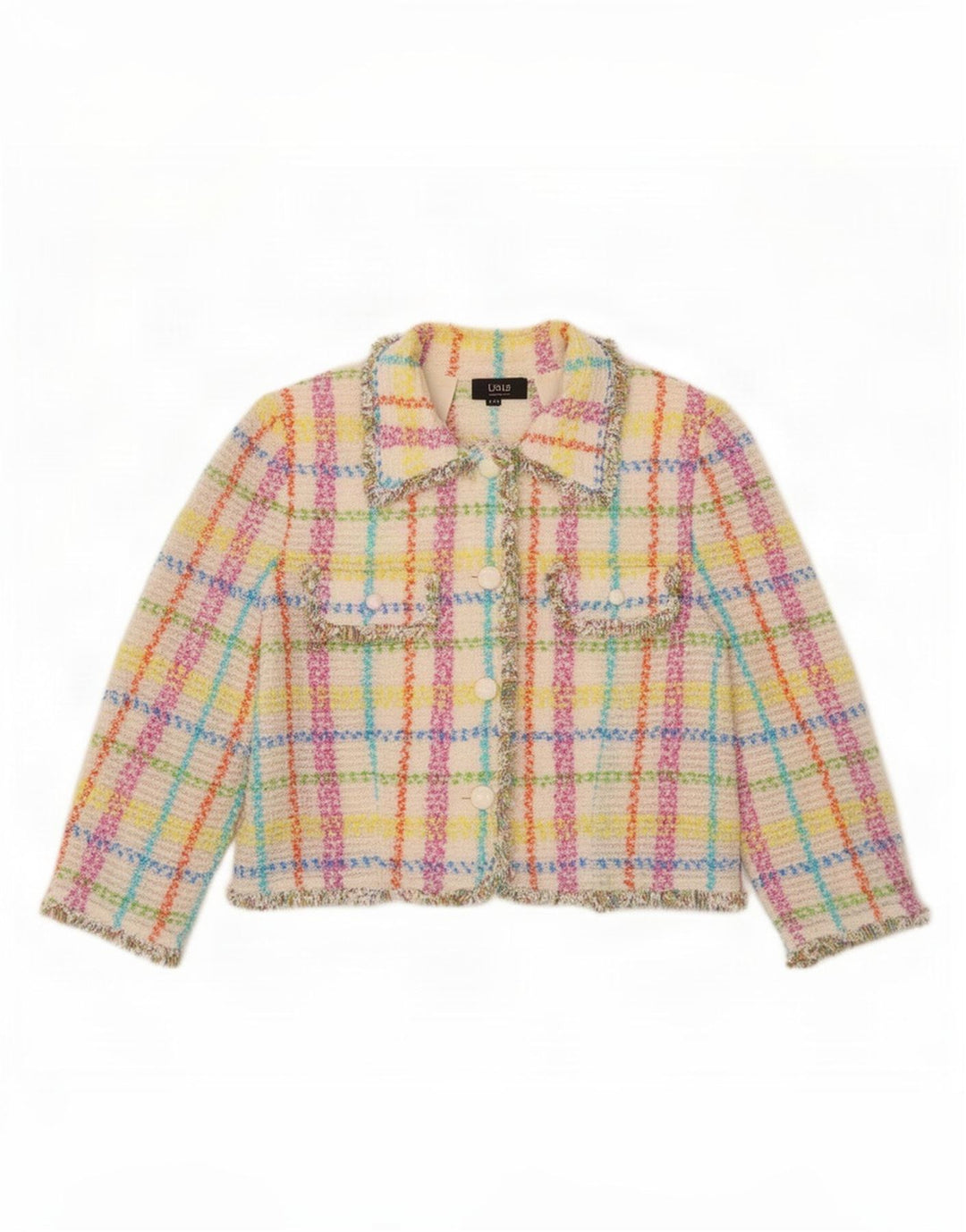Liola Damen-Bolerojacke mit 3/4-Ärmeln, IT 48, XL, mehrfarbig kariert