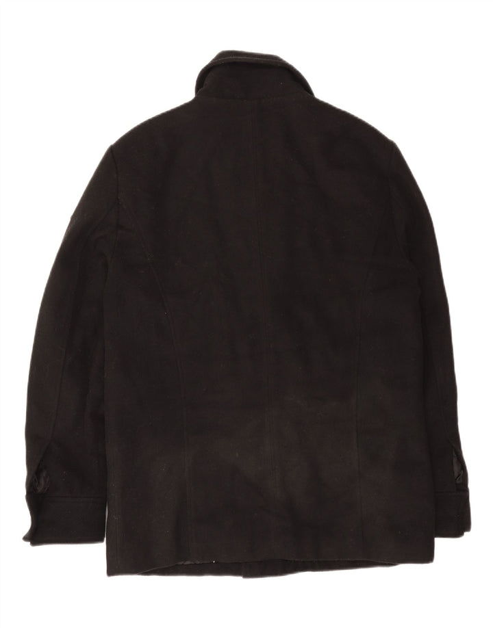Guess Herren Pea Coat UK 40 Large Schwarz Polyester