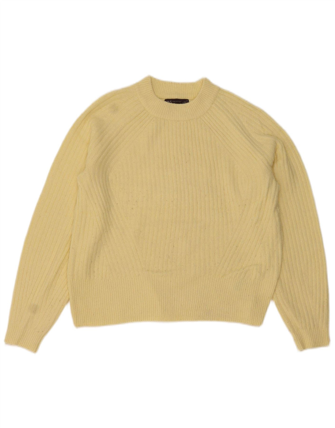 Marks & Spencer Damen Crop Crew Neck Pullover Pullover UK 10 Small Gelb
