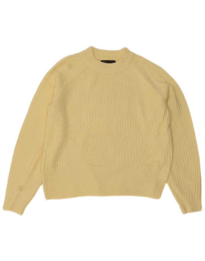 Marks & Spencer Damen Crop Crew Neck Pullover Pullover UK 10 Small Gelb