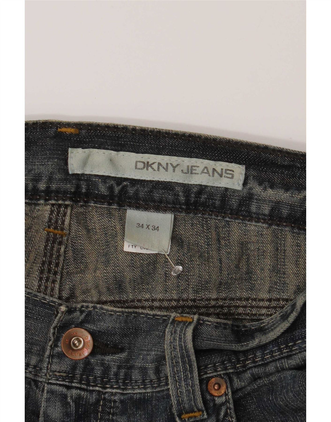 Dkny Herren Straight Jeans W34 L34 Blaue Baumwolle