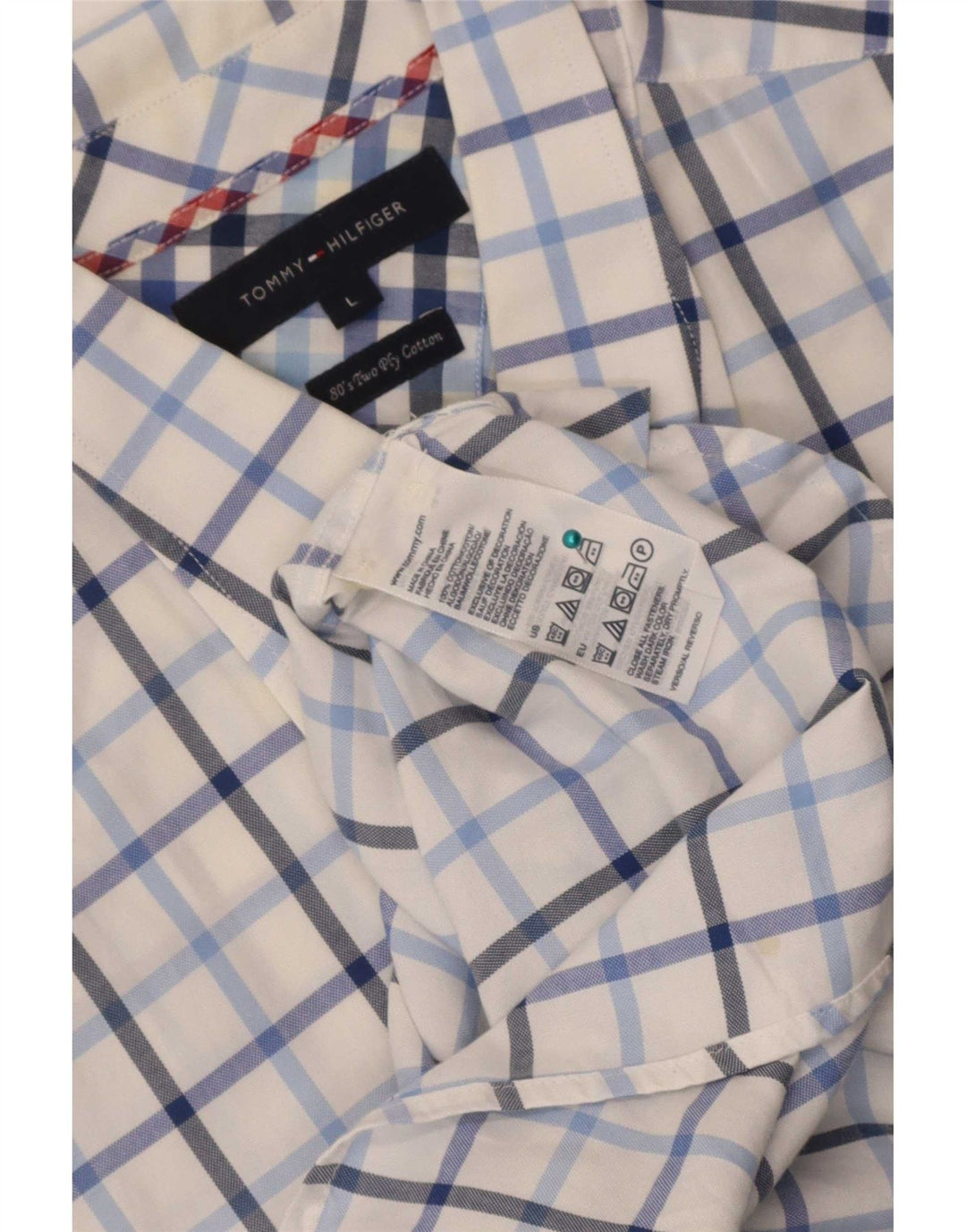 Tommy Hilfiger Herren-Kurzarmhemd, groß, weiß kariert, Baumwolle