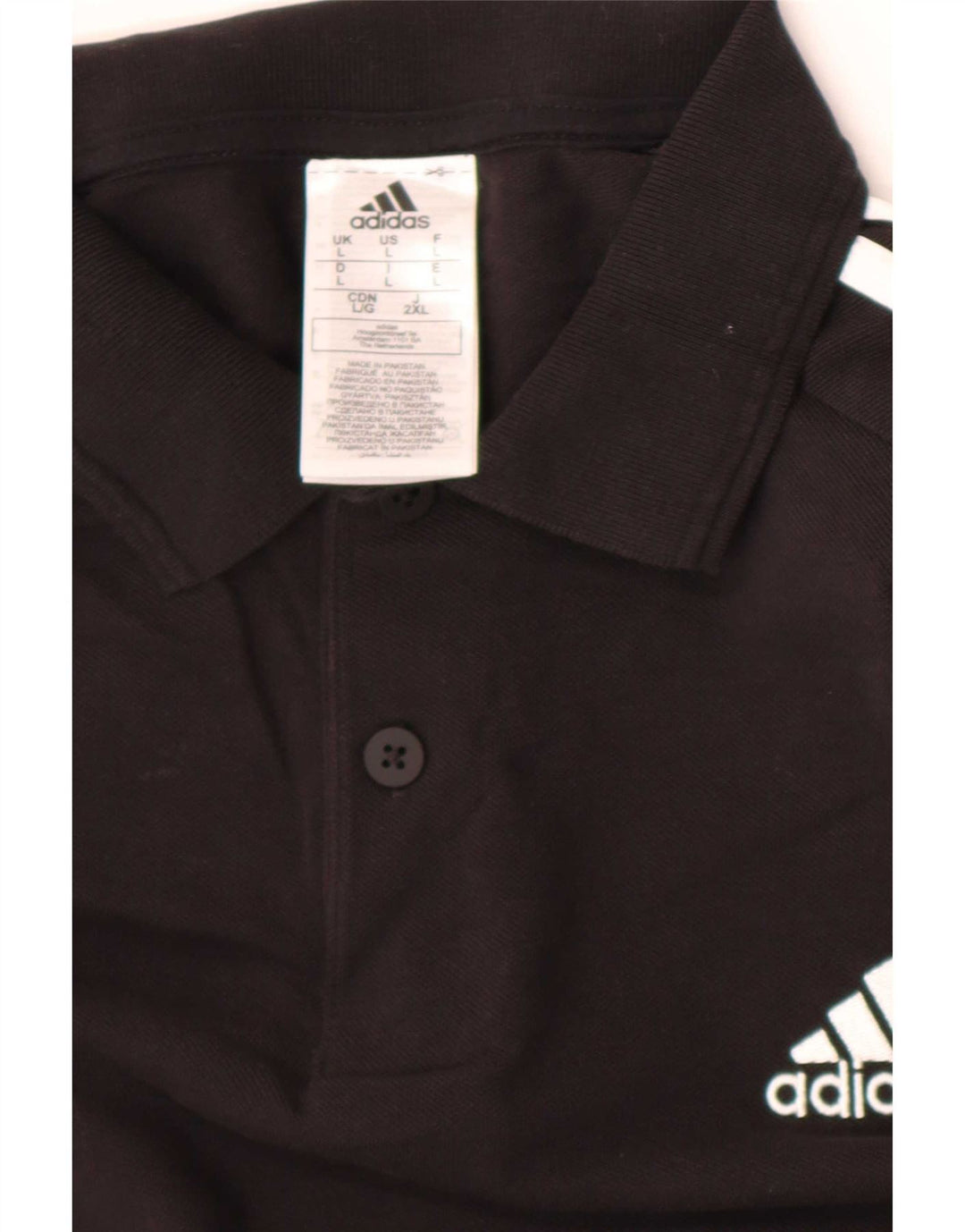 Adidas Herren-Poloshirt mit kurzen Ärmeln, normal, groß, aus schwarzer Baumwolle