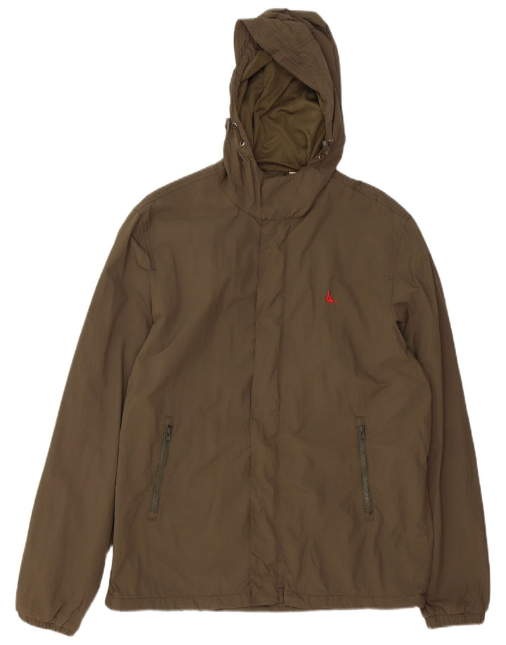 JACK WILLS Herren-Regenjacke mit Kapuze, UK 40, Größe L, Khaki, Nylon