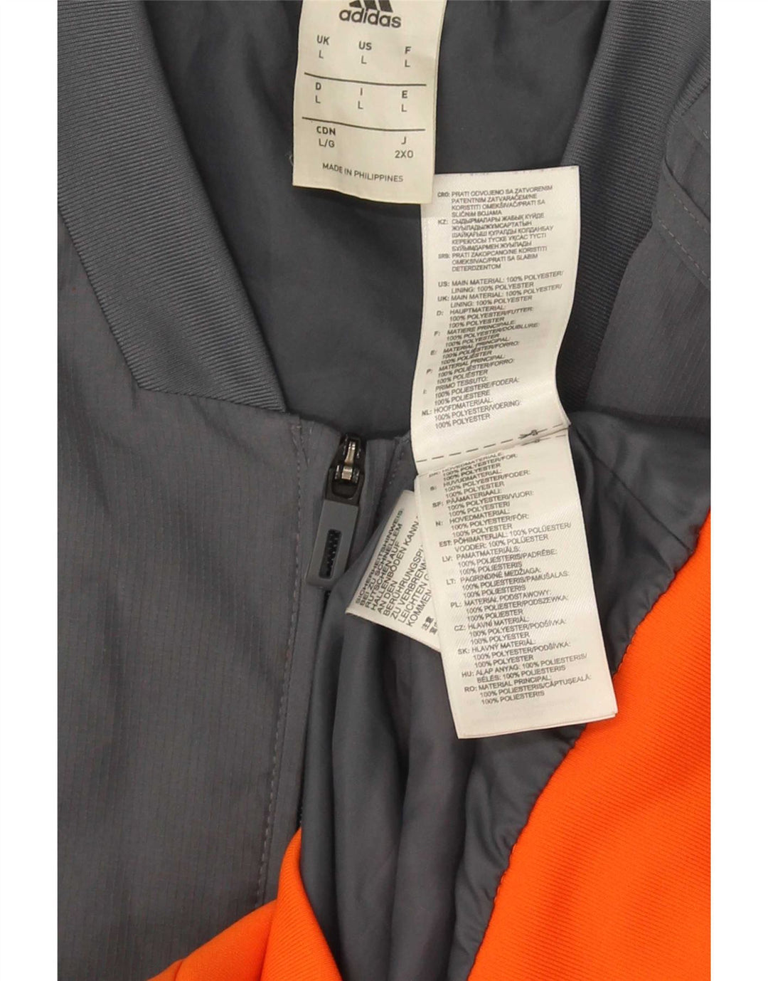 Adidas Herren Bomberjacke UK 40 Large Grau Colourblock Polyester