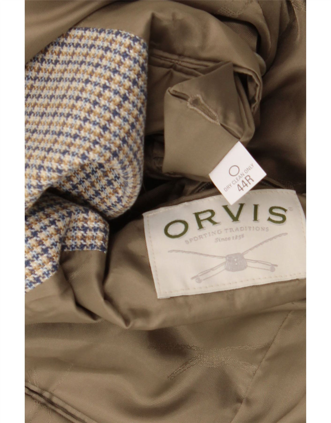 Orvis Herren-Blazer mit 2 Knöpfen, UK 44, 2XL, beige Hahnentrittmuster