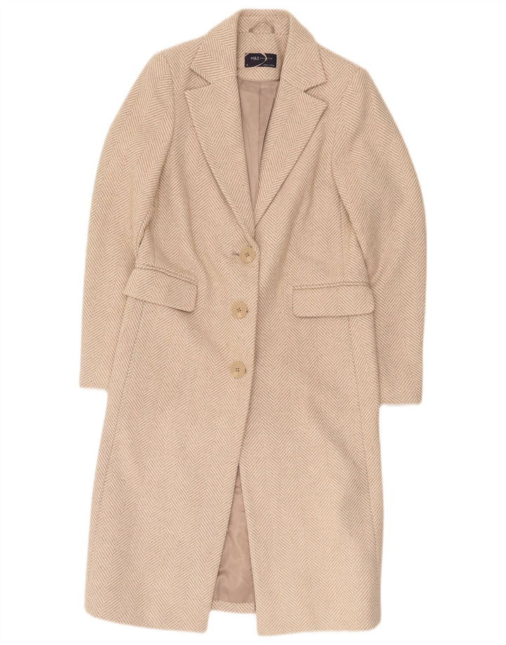 Marks & Spencer Damen Übergroßer Mantel UK 8 Small Beige Herringbone