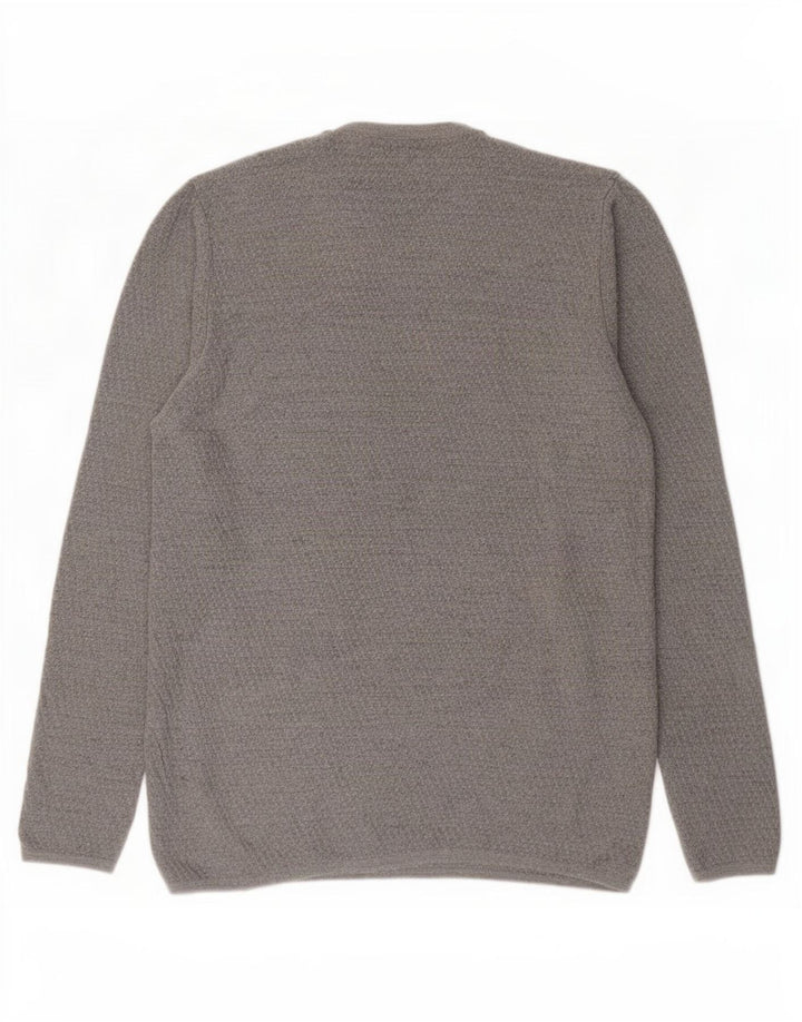Zara Herren-Pullover mit Rundhalsausschnitt, groß, graue Viskose