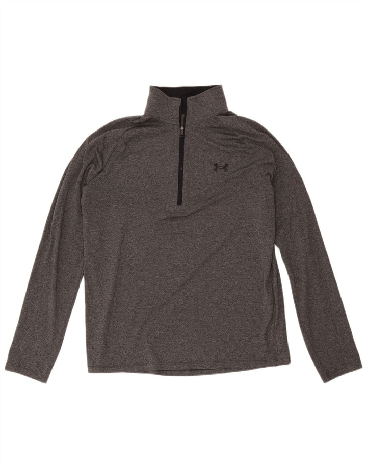 Under Armour Herren-Oberteil mit Reißverschluss, langärmlig, mittelgraues Polyester