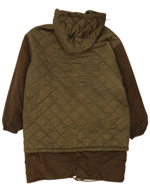 Zara Damen Übergroßer, gesteppter Mantel mit Kapuze, UK 10, Größe S, Khaki, Polyester