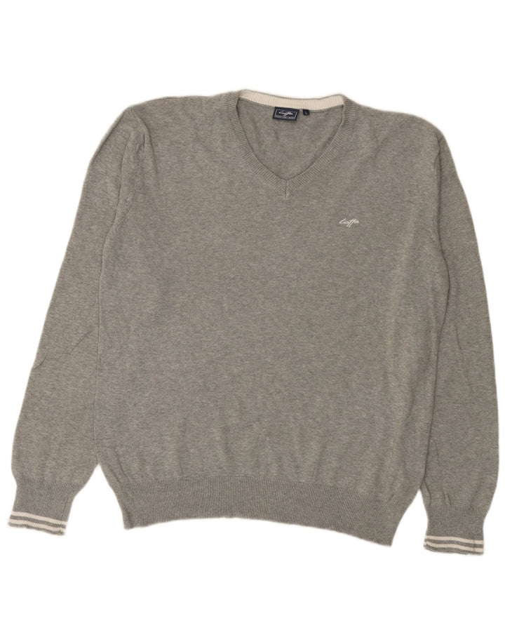 Lotto Herren-Pullover mit V-Ausschnitt, groß, graue Baumwolle