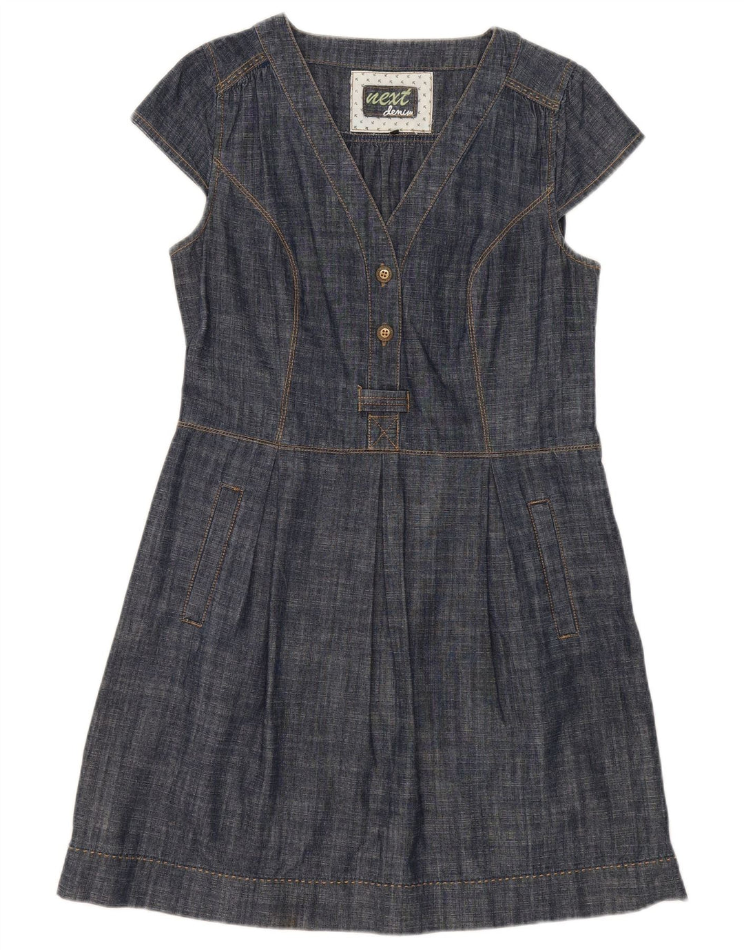 Next Damen-A-Linien-Kleid, UK 14, mittlere Marineblau-Baumwolle