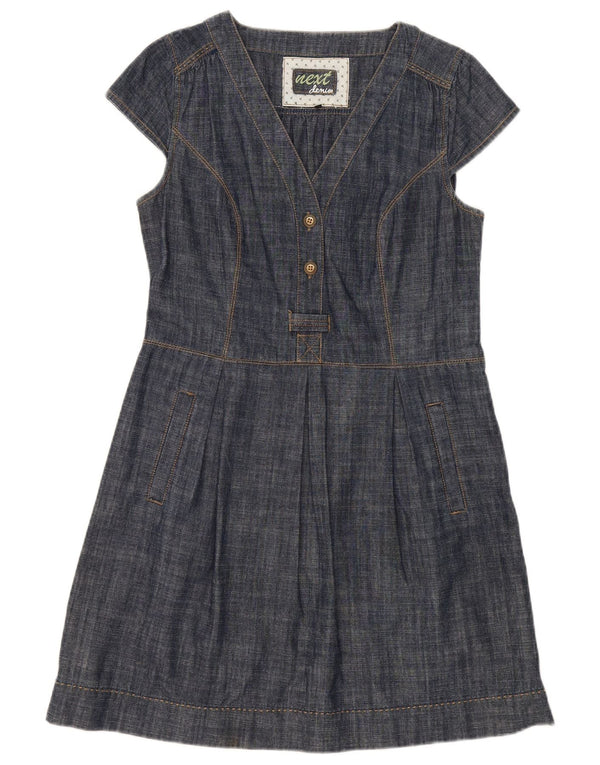 Next Damen-A-Linien-Kleid, UK 14, mittlere Marineblau-Baumwolle