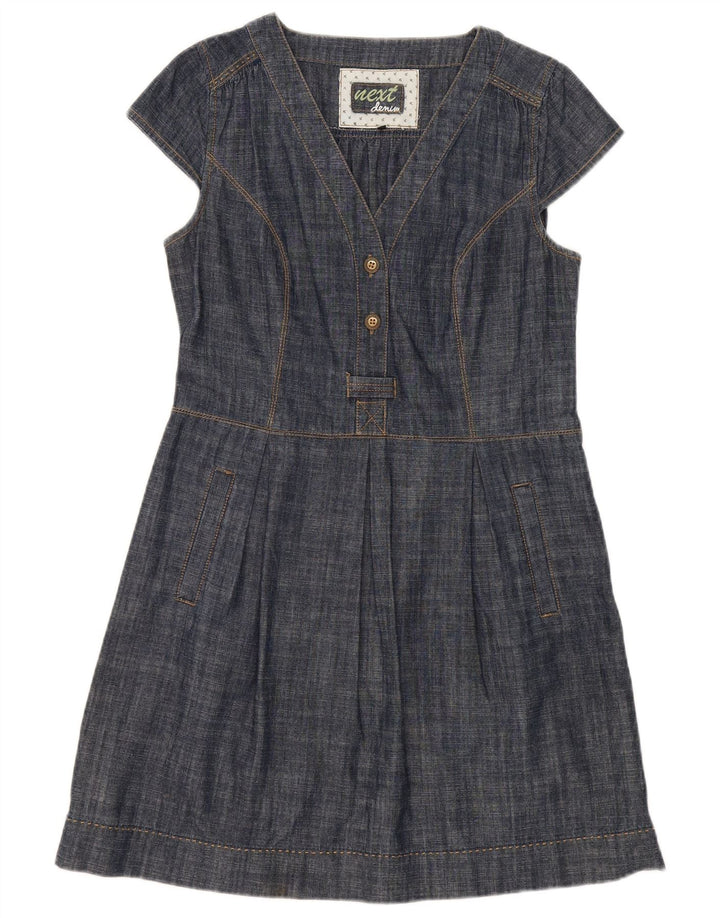Next Damen-A-Linien-Kleid, UK 14, mittlere Marineblau-Baumwolle