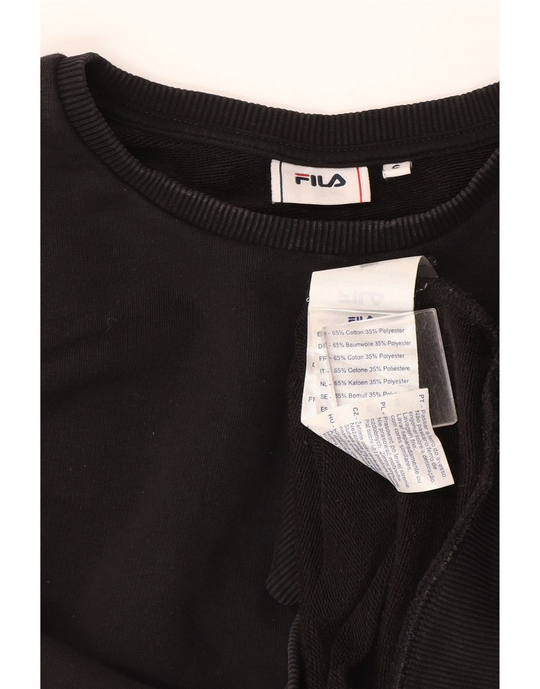 Fila Damen Sweatshirt Pullover UK 10 Small Schwarz Baumwolle