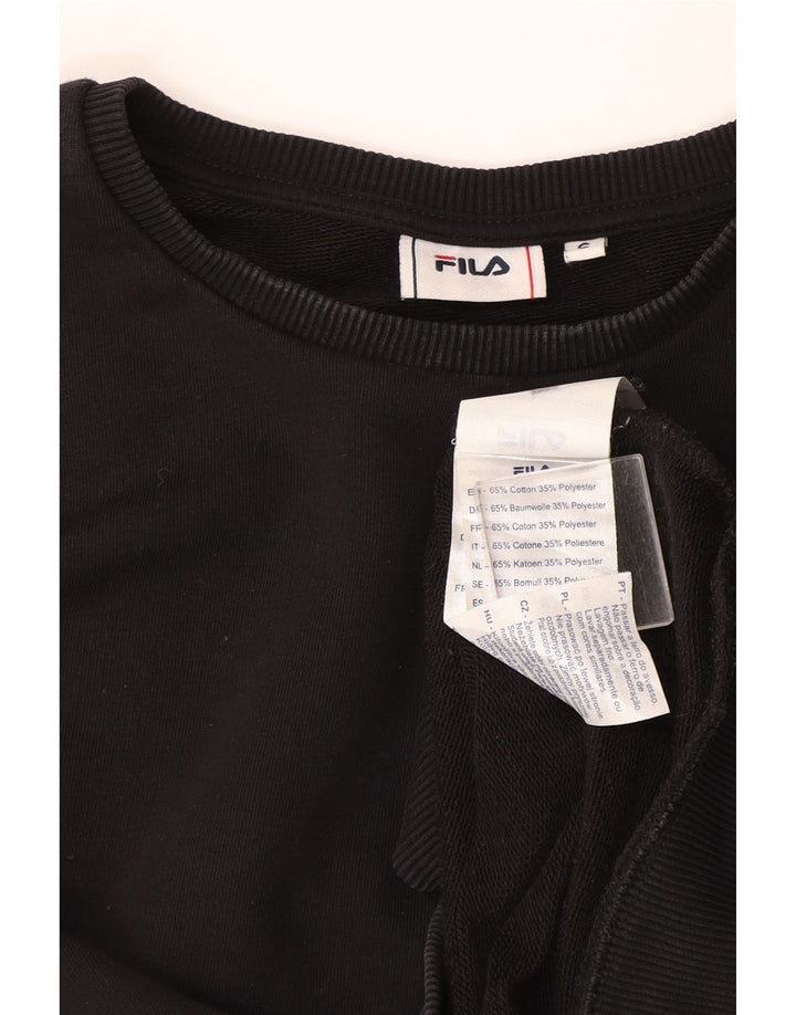 Fila Damen Sweatshirt Pullover UK 10 Small Schwarz Baumwolle