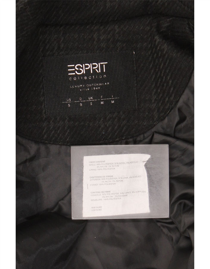 Esprit Womens Hooded Overcoat UK 10 Small Schwarzer Hahnentritt-Polyester