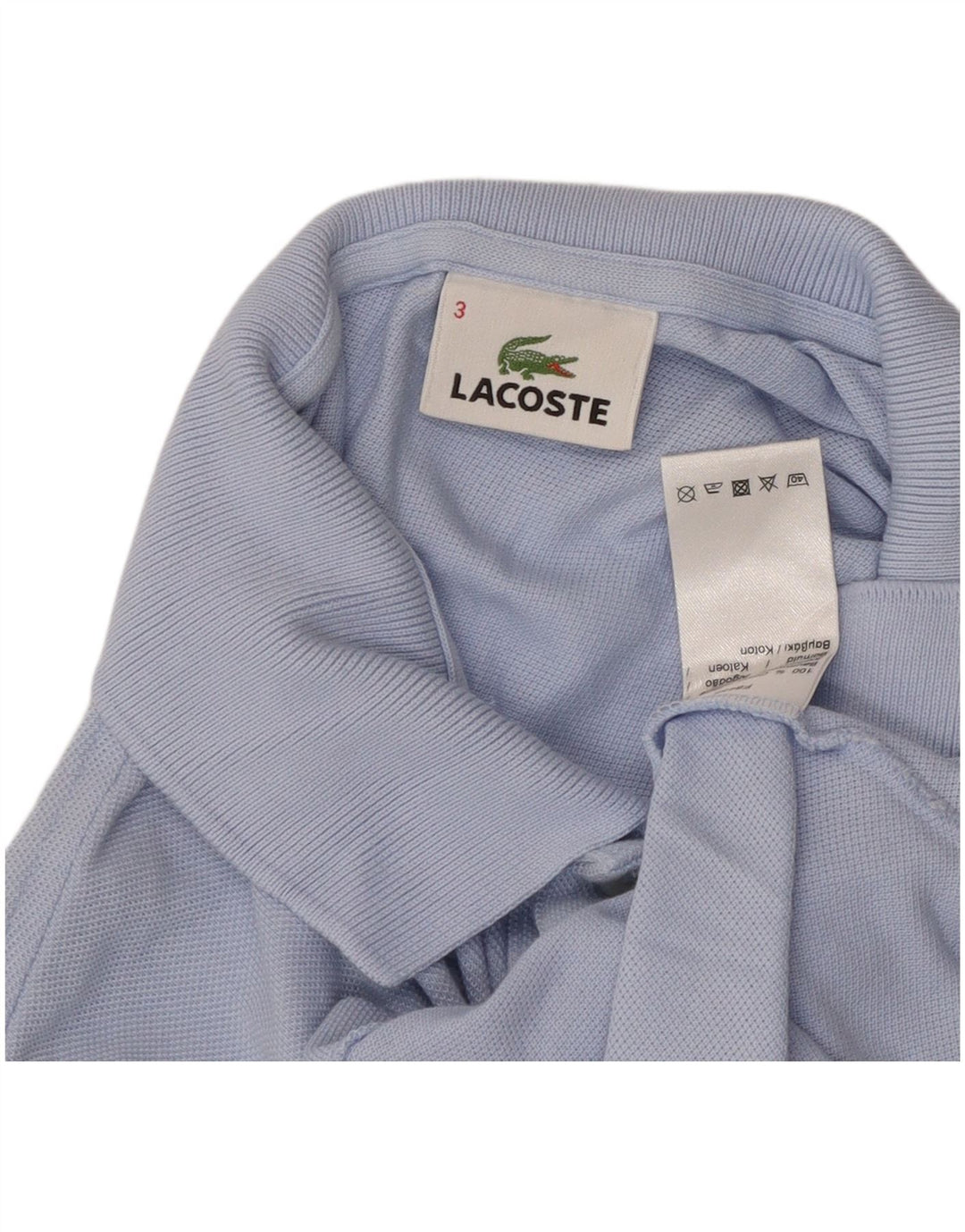 Lacoste Herren-Poloshirt, Größe 3, klein, blaue Baumwolle