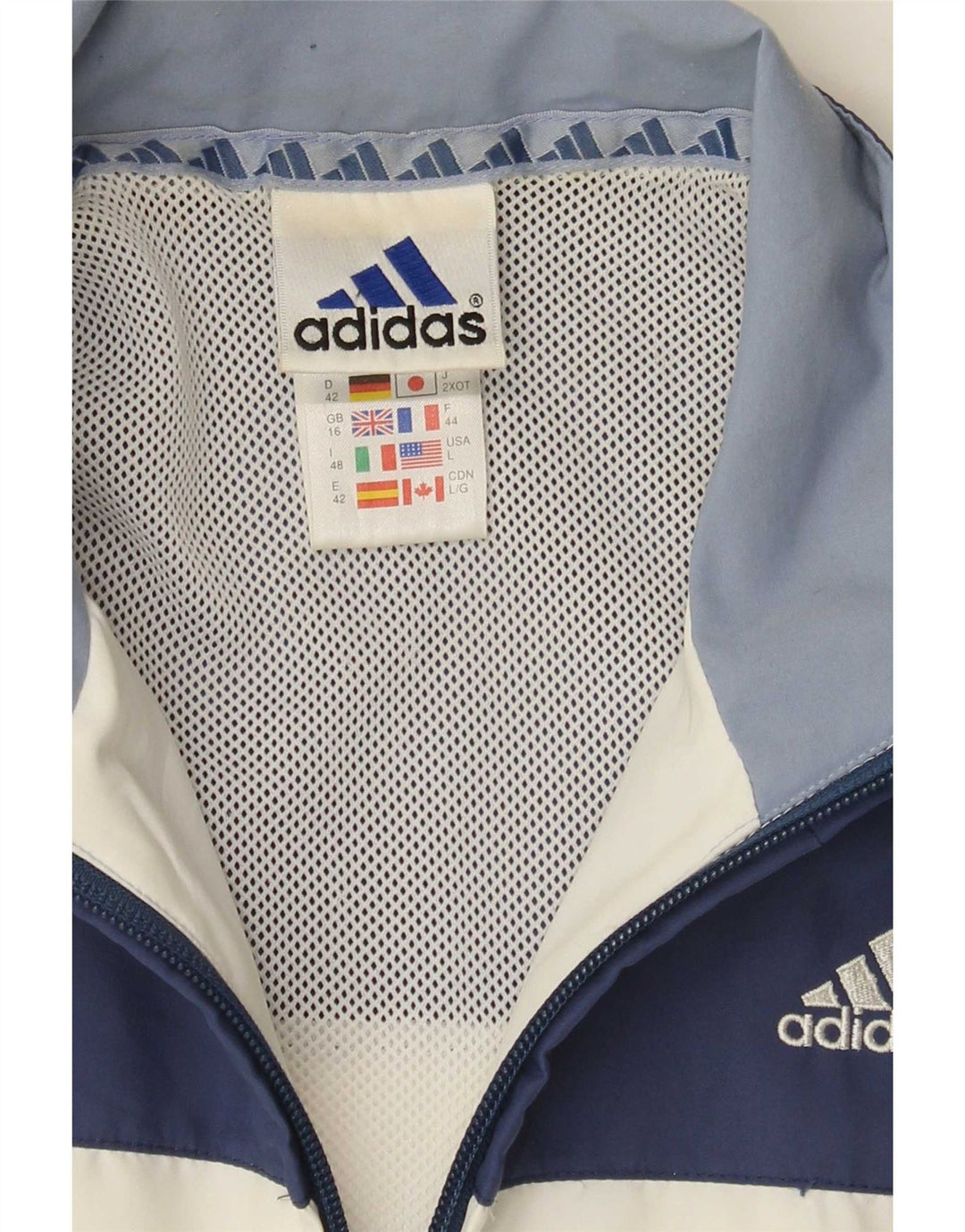 Adidas übergroße Trainingsjacke für Damen, UK 16, Größe L, Weiß, Farbblock