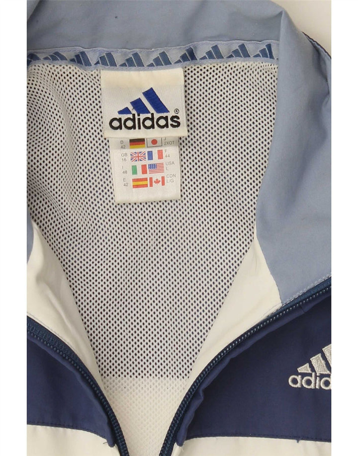 Adidas übergroße Trainingsjacke für Damen, UK 16, Größe L, Weiß, Farbblock
