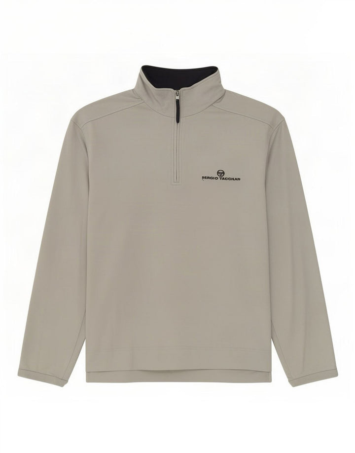 Sergio Tacchini Herren-Pullover-Trainingsanzugoberteil mit Reißverschluss und Halsausschnitt, Größe L, Grau