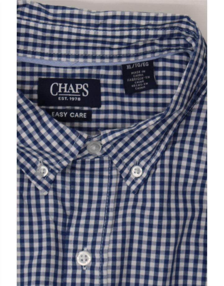 CHAPS Mens Big & Tall Shirt XL Blue Gingham Cotton Vintage Chaps and Second-Hand Chaps from Messina Hembry 