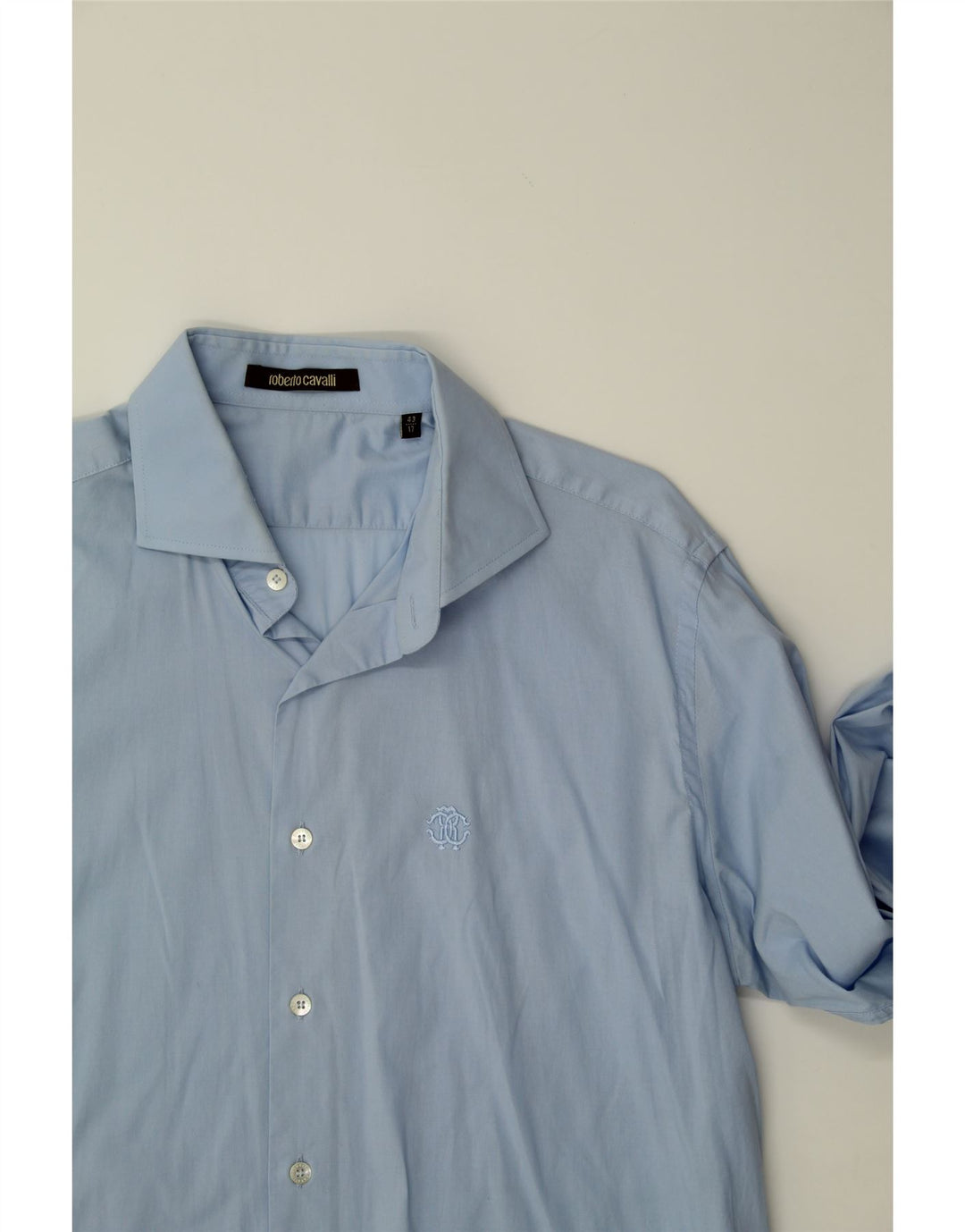ROBERTO CAVALLI Mens Shirt Size 17 43 XL Blue Cotton Vintage Roberto Cavalli and Second-Hand Roberto Cavalli from Messina Hembry 