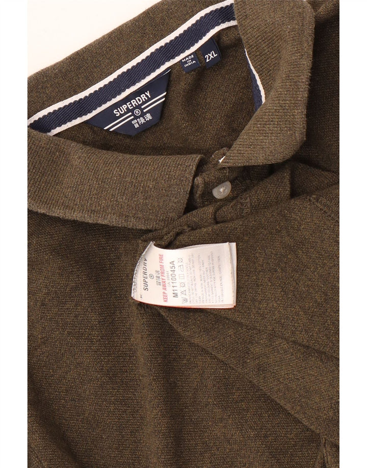 SUPERDRY Herren Poloshirt 2XL Khaki Baumwolle