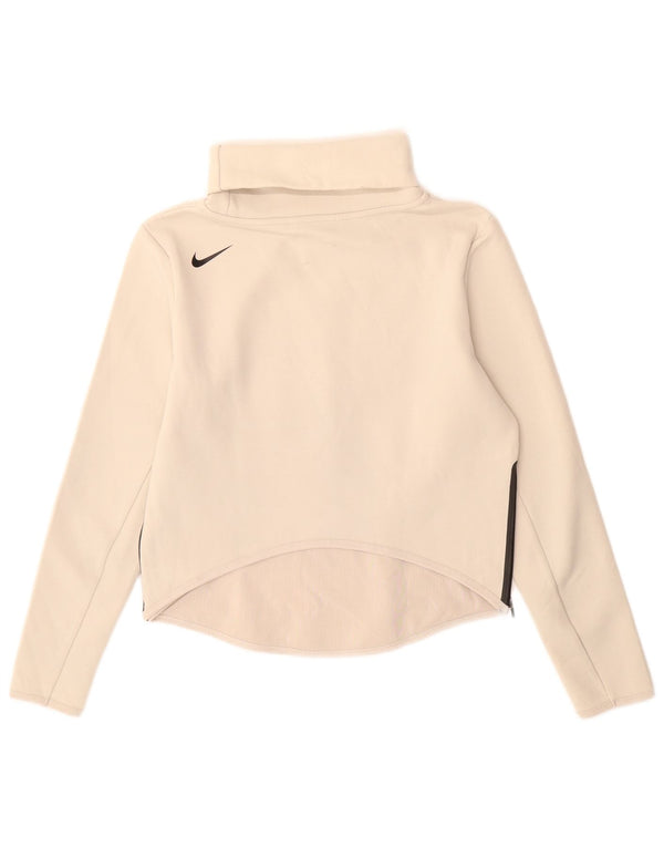 Nike Damen Dri Fit Übergroßer Rollkragen-Sweatshirt-Pullover UK 6 XS Beige