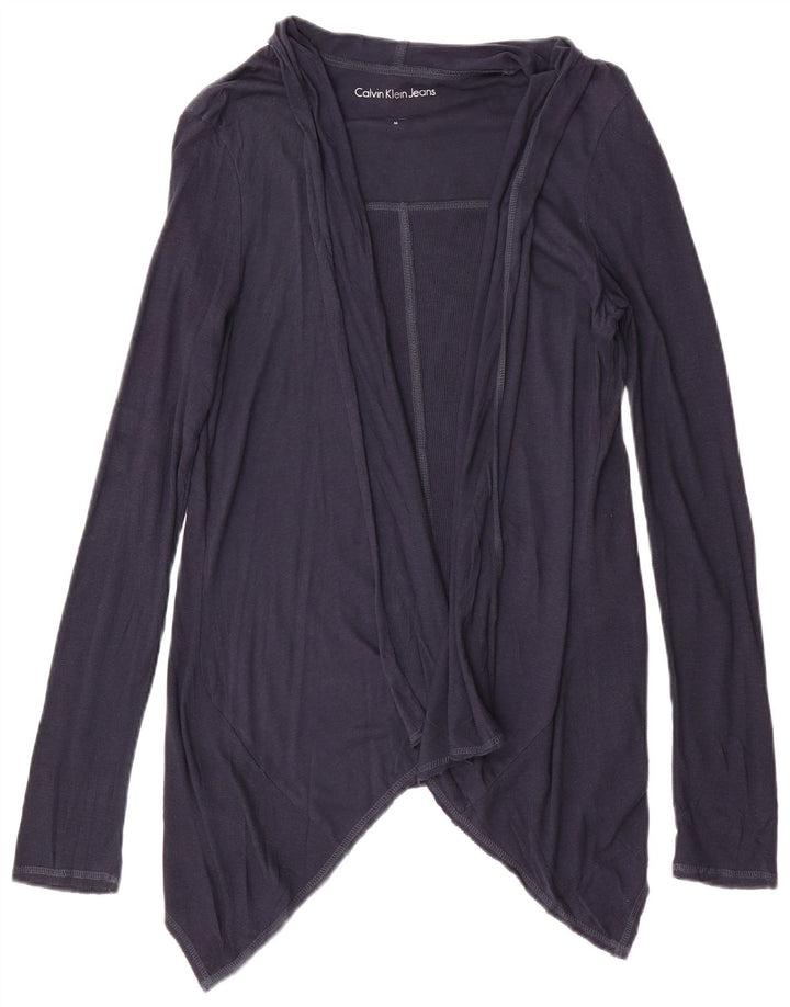 Calvin Klein Jeans Damen-Cardigan-Oberteil UK 14 Mittelmarineblaue Baumwolle