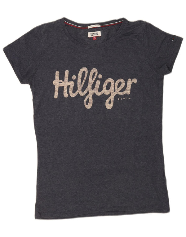 Tommy Hilfiger Damen Grafik-T-Shirt-Oberteil UK 18 XL Blau meliert