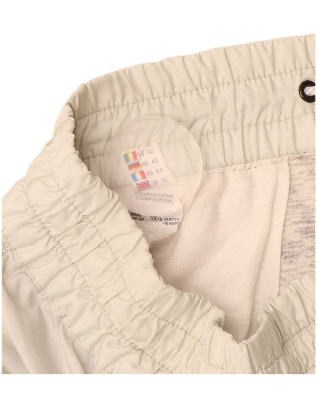 Vintage Damen Windbreaker Hose UK 12 Medium Off White Polyester