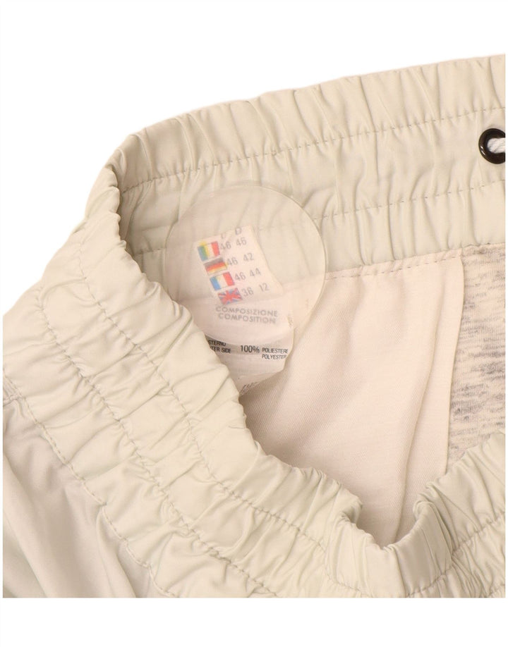 Vintage Damen Windbreaker Hose UK 12 Medium Off White Polyester