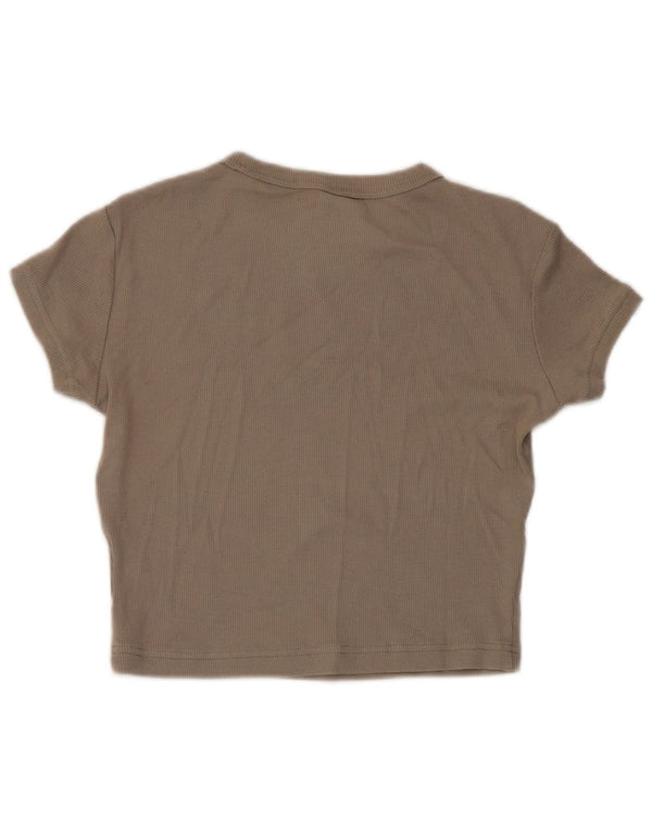 Reebok Damen Crop T-Shirt Top UK 12/14 Mittelgraue Baumwolle