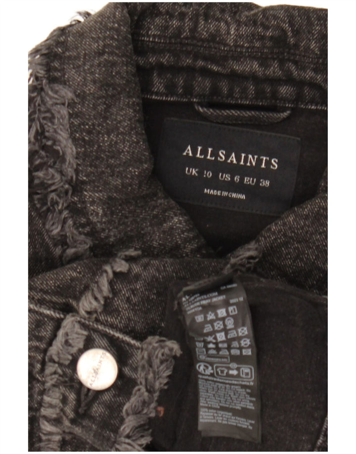 All Saints Crop-Oversize-Jeansjacke für Damen, UK 10, Größe S, Schwarz, Baumwolle