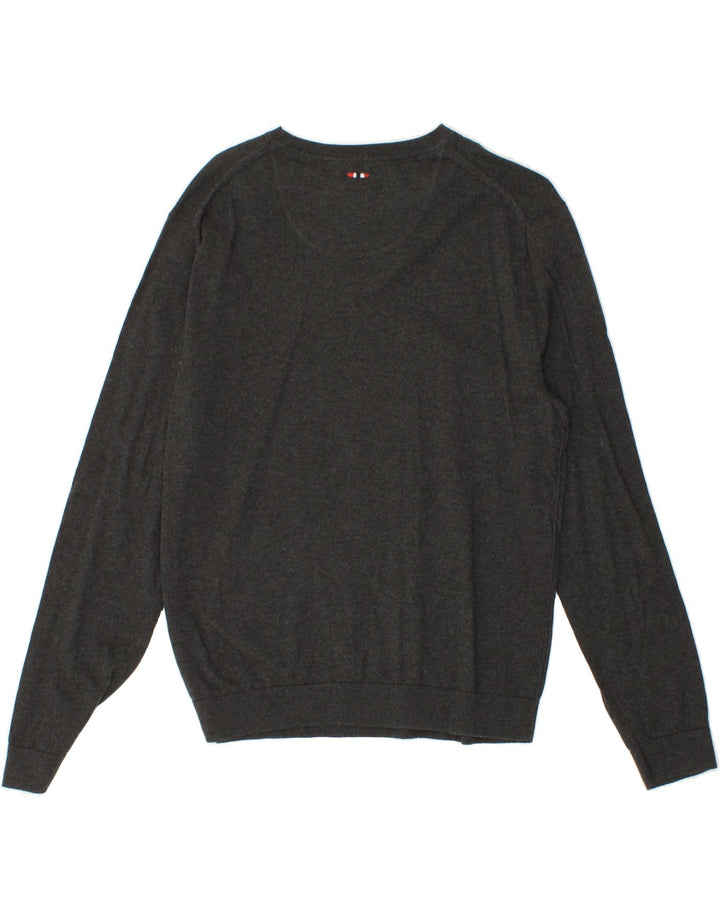 NAPAPIJRI Womens Boat Neck Jumper Sweater UK 12 Medium Grey Vintage Napapijri and Second-Hand Napapijri from Messina Hembry 