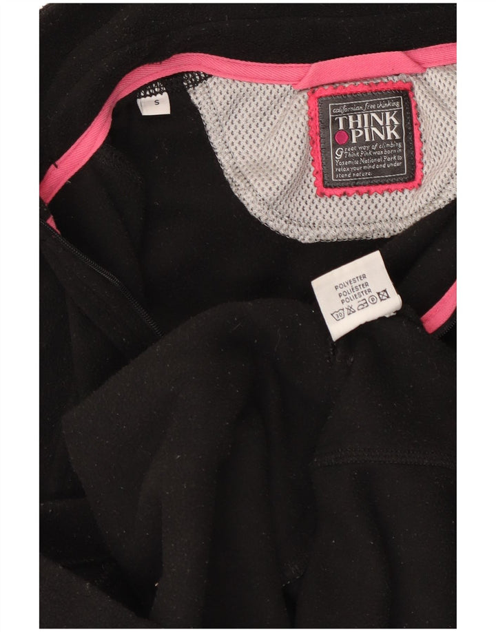 Think Pink Damen-Fleecepullover mit Reißverschluss am Hals, Gr. 10, Größe S, Schwarz, Polyester