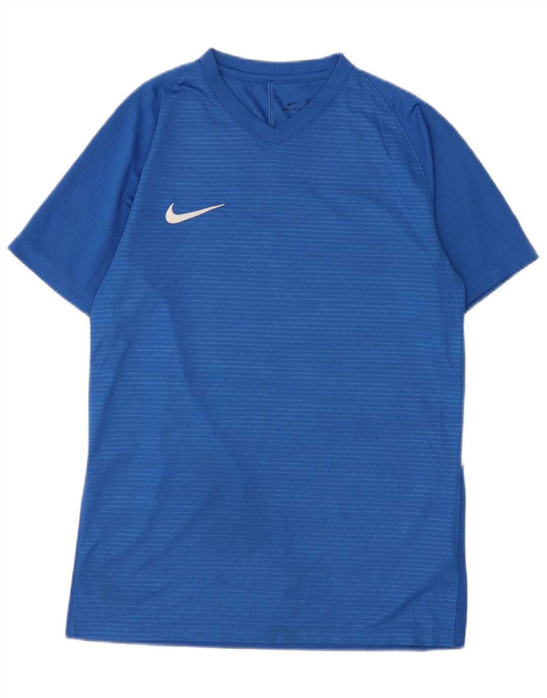 Nike Herren Dri Fit Grafik-T-Shirt-Oberteil aus mittelblauem Nadelstreifen-Polyester