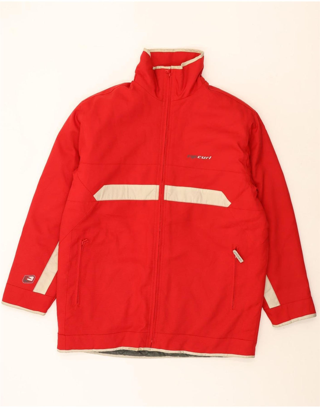 Rip Curl Herren-Windbreaker-Jacke, UK 40, großes rotes Colourblock-Polyester