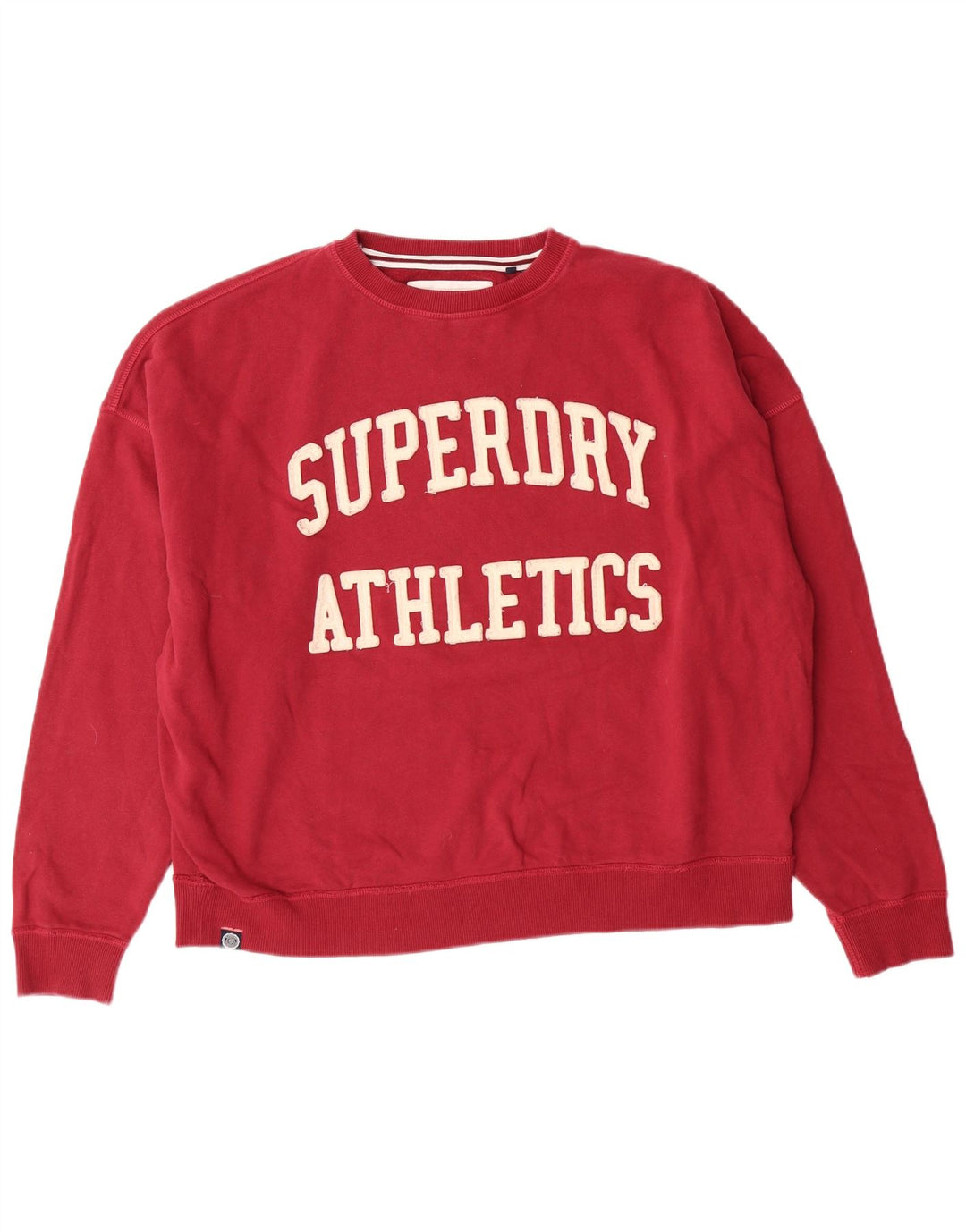 SUPERDRY Übergroßer Grafik-Sweatshirtpullover für Damen, UK 12, mittleres Burgunderrot