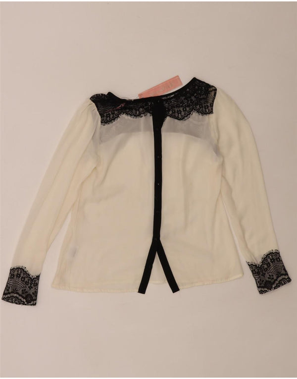 Lipsy Damen-Hemdbluse, UK 12, Mittelweiß, Blumenmuster, Polyester
