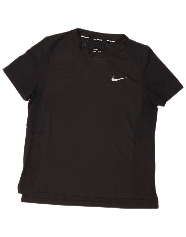Nike Damen Dri Fit T-Shirt Top UK 14 Medium Schwarz Polyester Sport