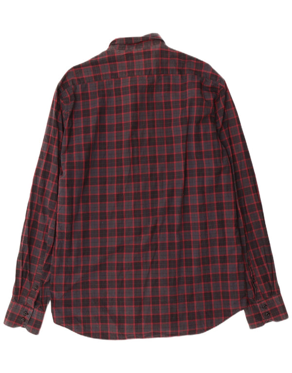 Conte of Florence Mens Shirt 2XL Red Plaid Cotton