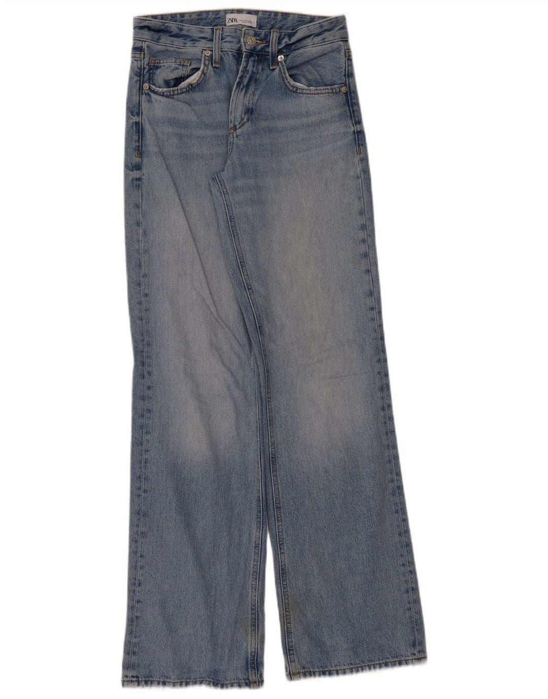 Zara Damen Bootcut Jeans EU 34 2XS W24 L33 Blaue Baumwolle